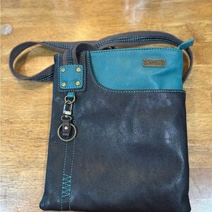 Chala Teal and Black Crossbody Bag